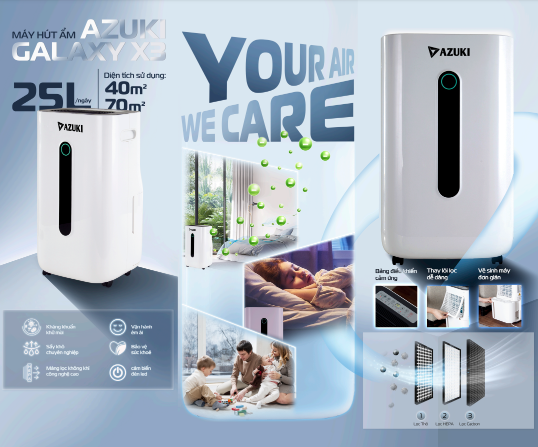máy hút ẩm azuki galaxy x3 