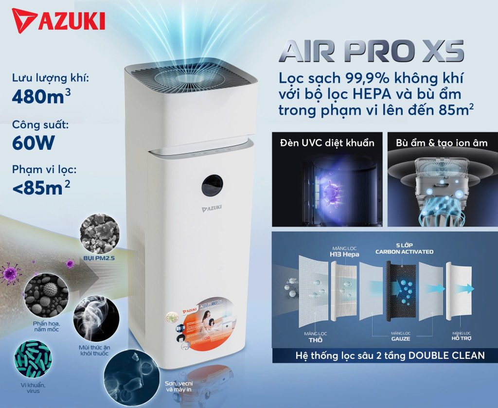 Máy lọc không khí kiêm bù ẩm Azuki
